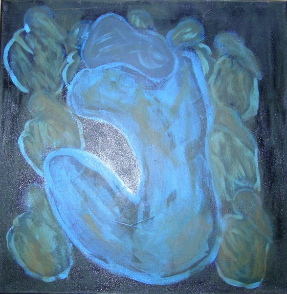 Akryl maleri Den blå dame af Vivi Beck Bjerke malet i 2008