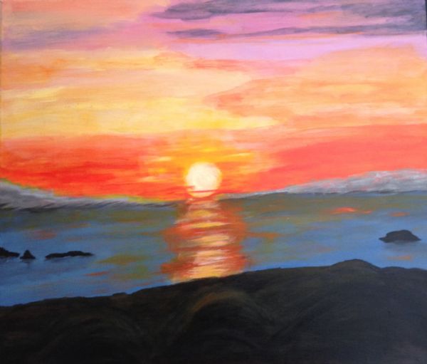 Akryl maleri Solnedgang af Helene Kristensen malet i 2014