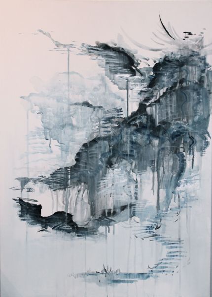 Blandede medier maleri Shades of Blue af Josefine Hald Egeskov malet i 2014