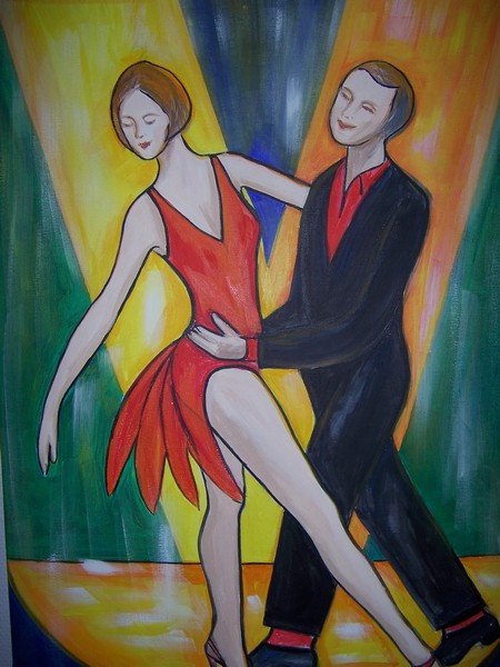 Akryl maleri vild med dans af galleri-vessart malet i 2007