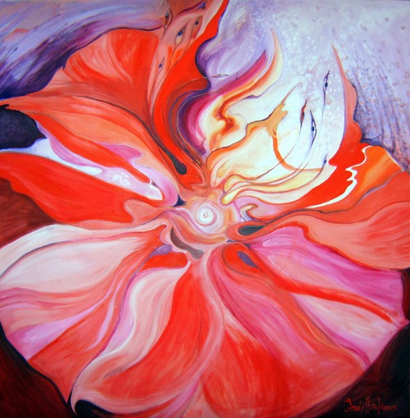 Olie maleri Flower of Passion III af Ines Honfi malet i 2006