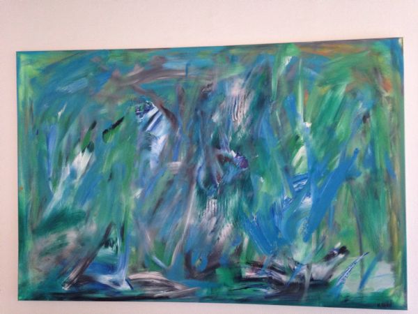 Akryl maleri Vand og luft af M.Husted malet i 2014