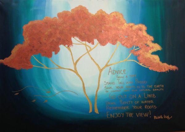 Akryl maleri Livets træ af Michelle Nielsen malet i 2013