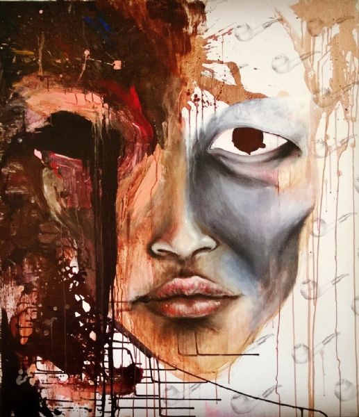 Akryl maleri Maske af Siri Lianna malet i 2015