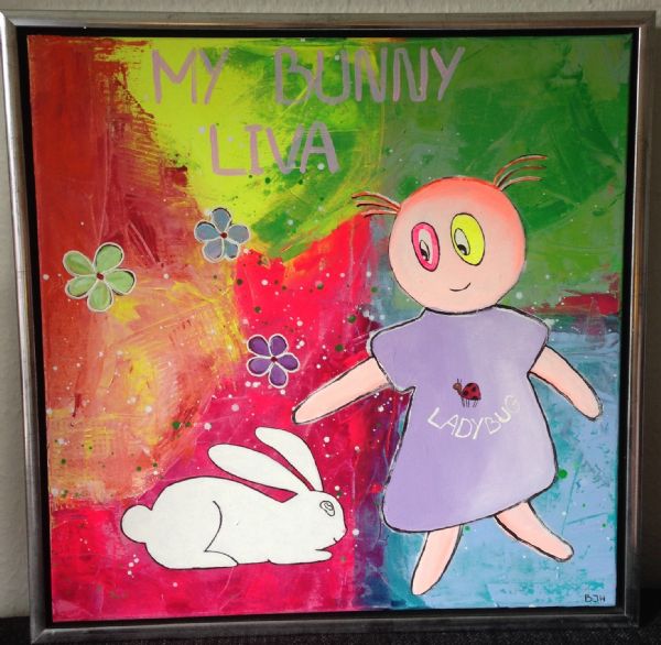 Akryl maleri My bunny Liva af BJH malet i 2010