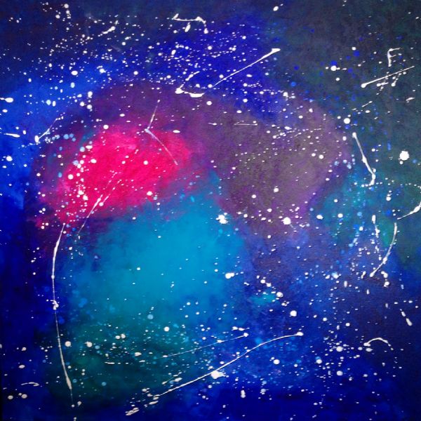 Akryl maleri blå af Christina malet i 2014