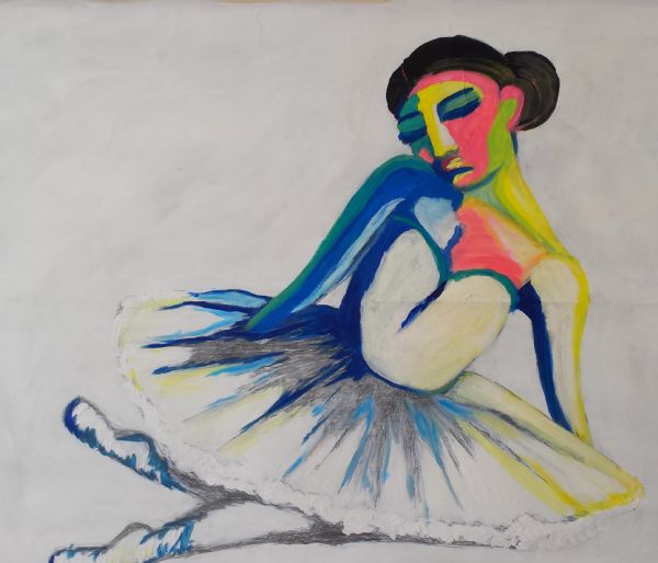 Akryl maleri ballet af Gaby Scheel malet i 2015