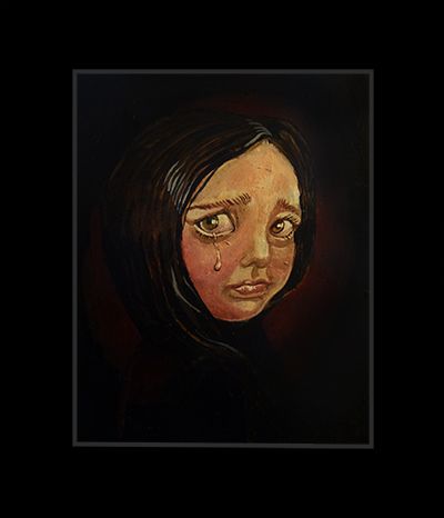 Akryl maleri grædene pige af broen malet i 2015