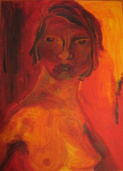 Blandede medier maleri Fiery Maiden af Kirstine Marie Jermin Bengtsson malet i 2007