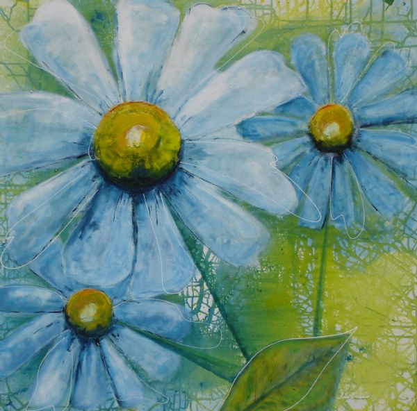 Akryl maleri Den blå anemone af ingeline malet i 15