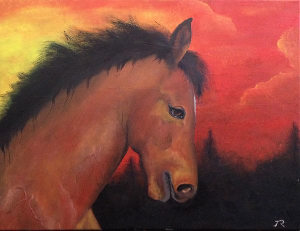 Olie maleri Wild Horse af Tanja Rasmussen malet i 2016