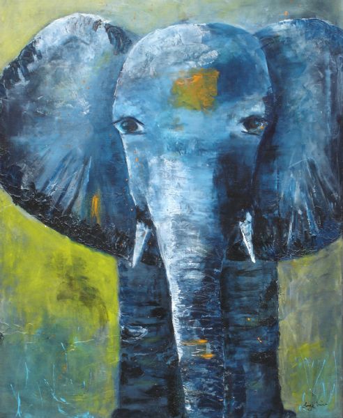 Akryl maleri elefant af ingeline malet i 2016
