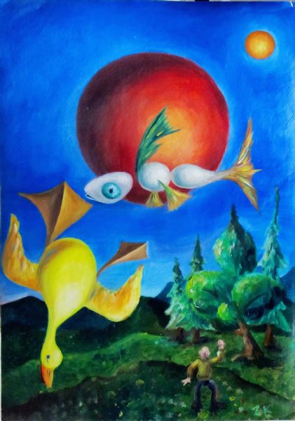 Olie maleri Second Moon af Joshua Drake malet i 2008