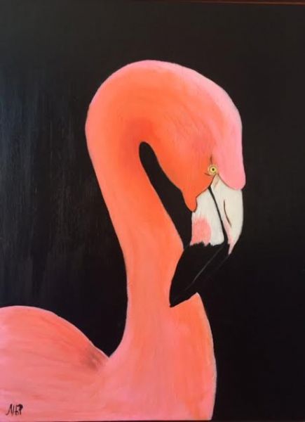 Akryl maleri Flamingo af Anne-Lene Poulsen malet i 2016
