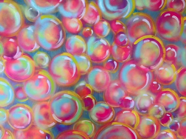 Blandede medier maleri Bubbles af Art by Balsby malet i 2016