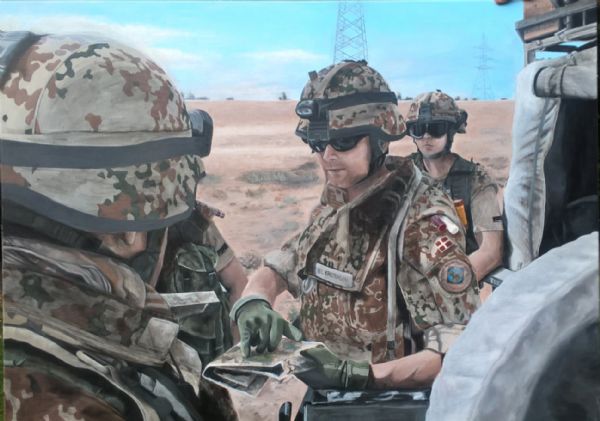 Akryl maleri Soldater i Irak af Jeanette Skovdal Hansen malet i 2016