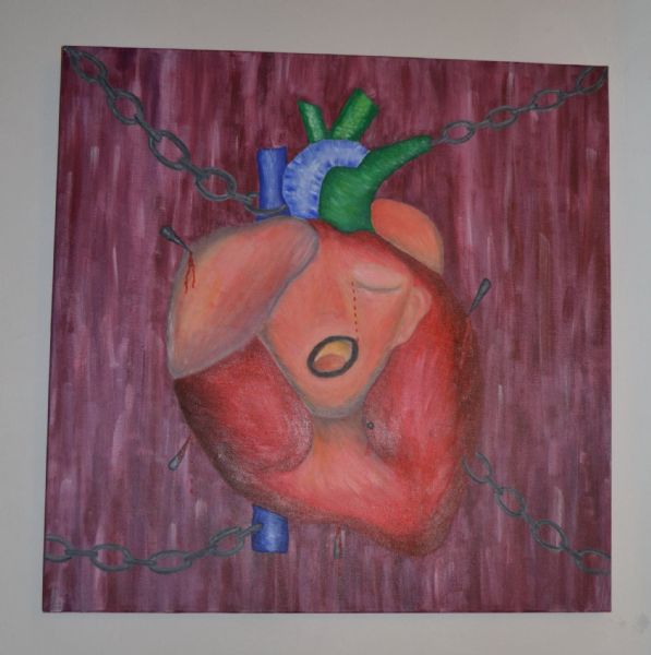 Akryl maleri Voodoo Heart af byjvan malet i 2014
