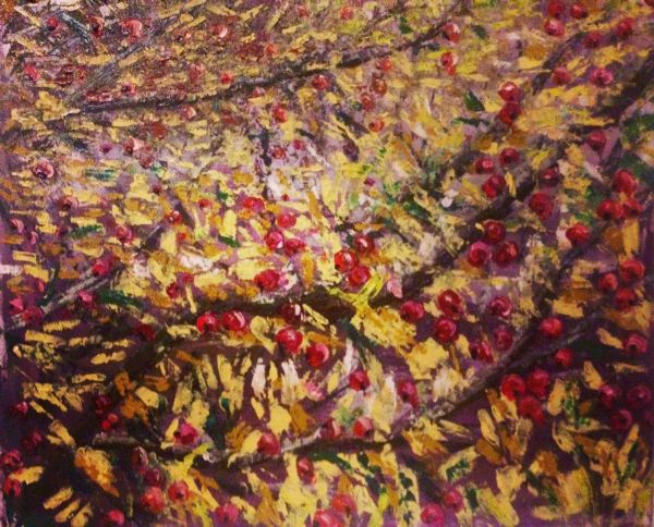 Olie maleri Bær af Nune malet i 2015