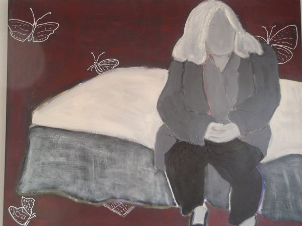 Akryl maleri mater dolorosa af Lilia Carlinfanti malet i 2014