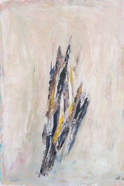 Akryl maleri parafrase over fjer I af Mette Matz malet i 2003