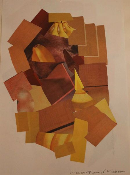 Collage maleri Figur af Malikon Stamford malet i 2004