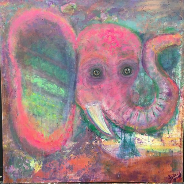 Akryl maleri Elektrofant af Emilie Nygaard malet i 2016