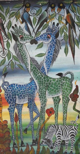 Akryl maleri Girafs af Africanvibes malet i 2016