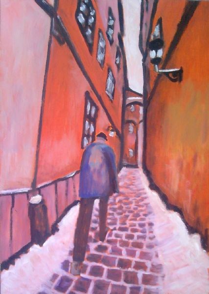 Olie maleri Alley af Milan Zatyko malet i 2010