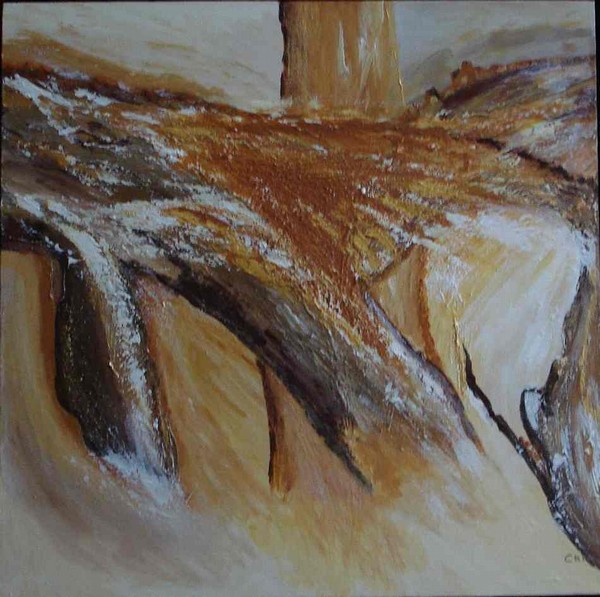 Akryl maleri Efterår i skoven af can malet i 2007