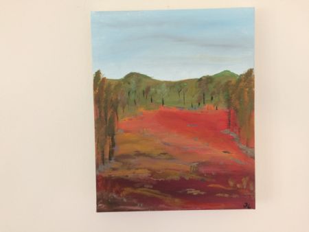 Akryl maleri Rød jord af sky malet i 2017