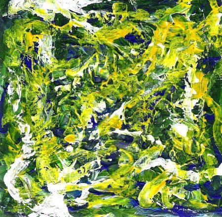Akryl maleri greenbluewhiteyellow af Michael Larsen malet i 2009