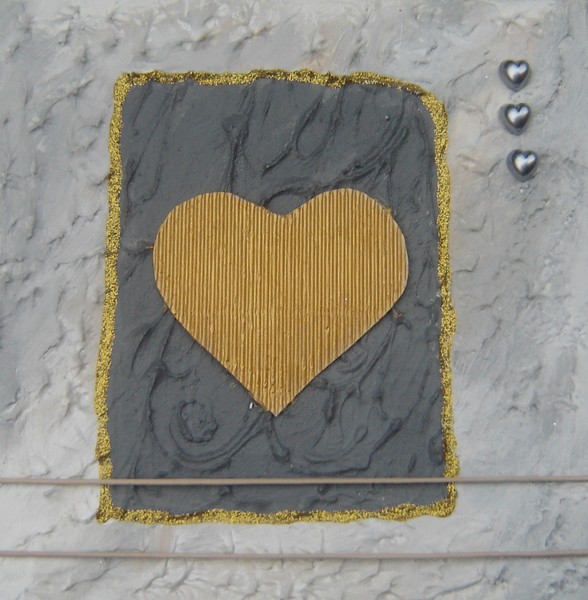 Blandede medier maleri Guld hjertet af Galleri Krummeluren malet i 2008
