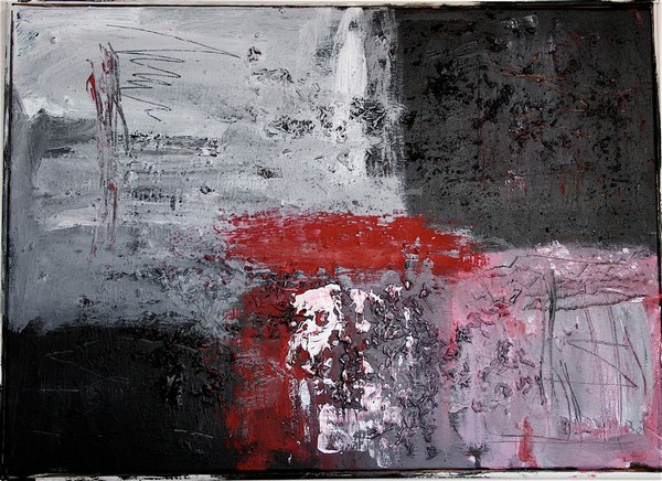 Akryl maleri Det røde tag, 036 af Bizou-Birthe Freiesleben malet i 2007