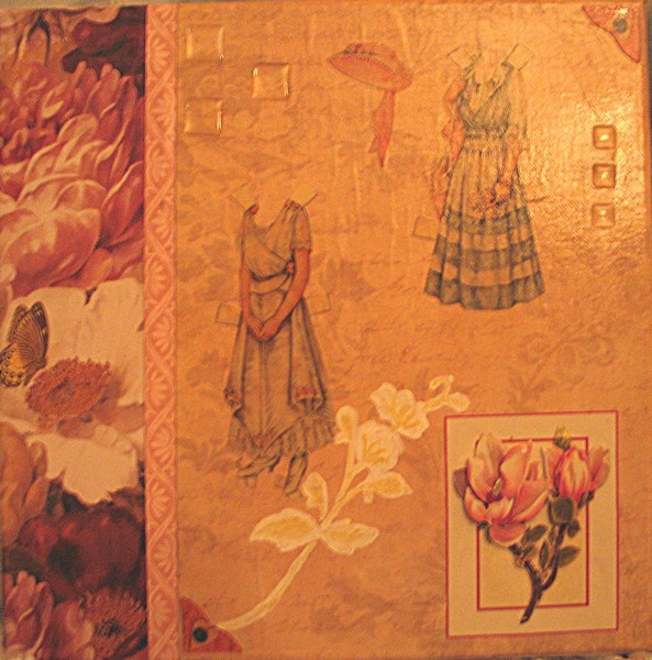 Collage maleri påklædningsdukker af Ninn malet i 2008