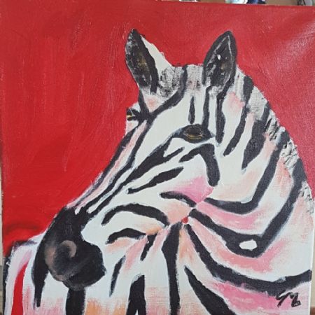 Akryl maleri Sunset zebra af Sarah Mortensen malet i 2017