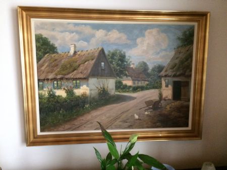  maleri Landsby huse af Osvald Karms malet i 
