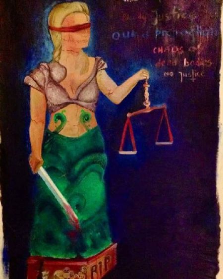 Olie maleri Justice for all af Nargiz Andersen malet i 2016