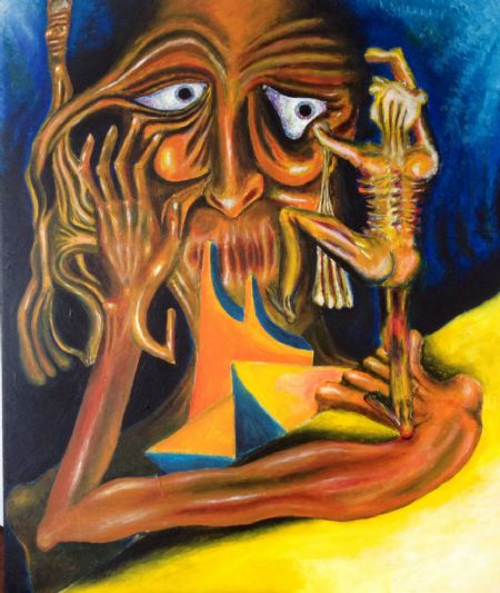Akryl maleri surrealisme af Julius Krabbe malet i 2012