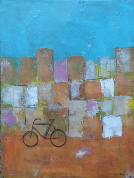 Akryl maleri The Bike af ingeline malet i 2017