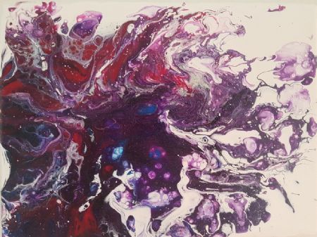 Akryl maleri Purple splatter af RH Paintings malet i 2017