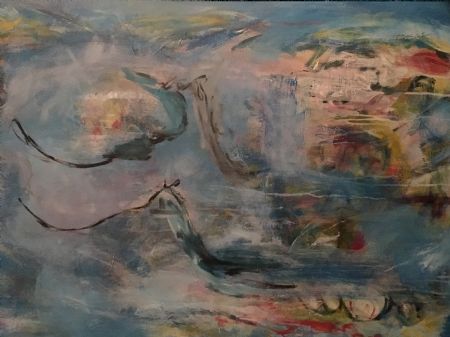 Akryl maleri Ønsket er blåt af Hulten malet i 2016