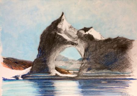 Blandede medier maleri isbjerg af niels steen sørensen malet i 2016