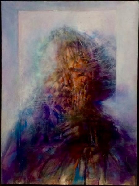Akryl maleri selvportræt af niels steen sørensen malet i 2017