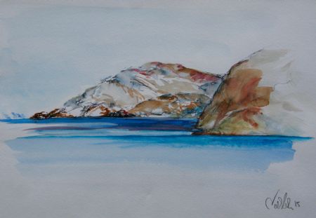 Akvarel maleri akvarel Nordgrønland af niels steen sørensen malet i 2016