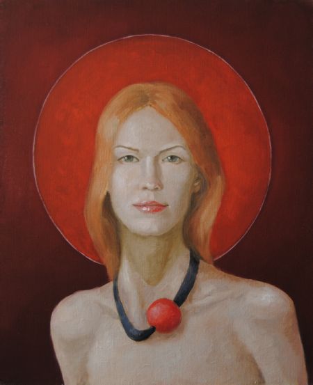  maleri Kvinde med en gag (Hellig Stilhed) af Nikolaj Kjer malet i 2017