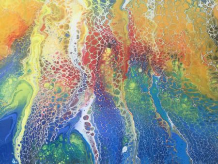 Akryl maleri Vand og himmel celler af Susan Nørgaard Andersen malet i 2017