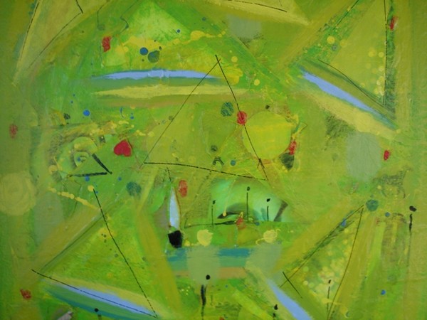 Blandede medier maleri Det Limegrønne Hav af Svea malet i 2008