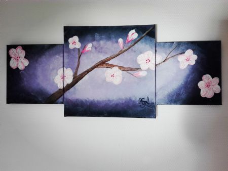 Akryl maleri Cherry tree af Carla malet i 2017
