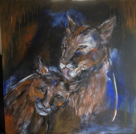 Akryl maleri Cougars af Ditte Hastrup Eland malet i 2018
