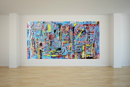 Akryl maleri Abstrakt af Robert Raysom malet i 2017